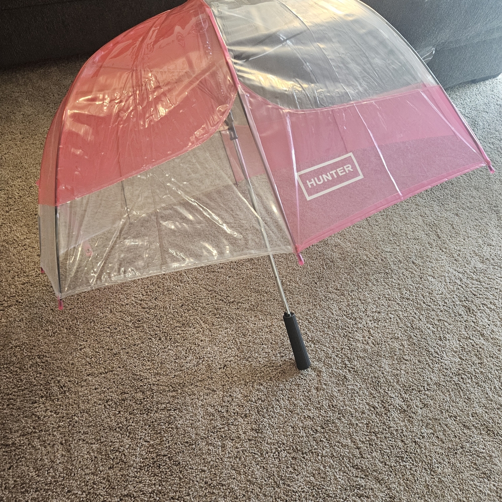 Hunter Pink and Clear Full-size  Umbrella/ Parasol Next To New